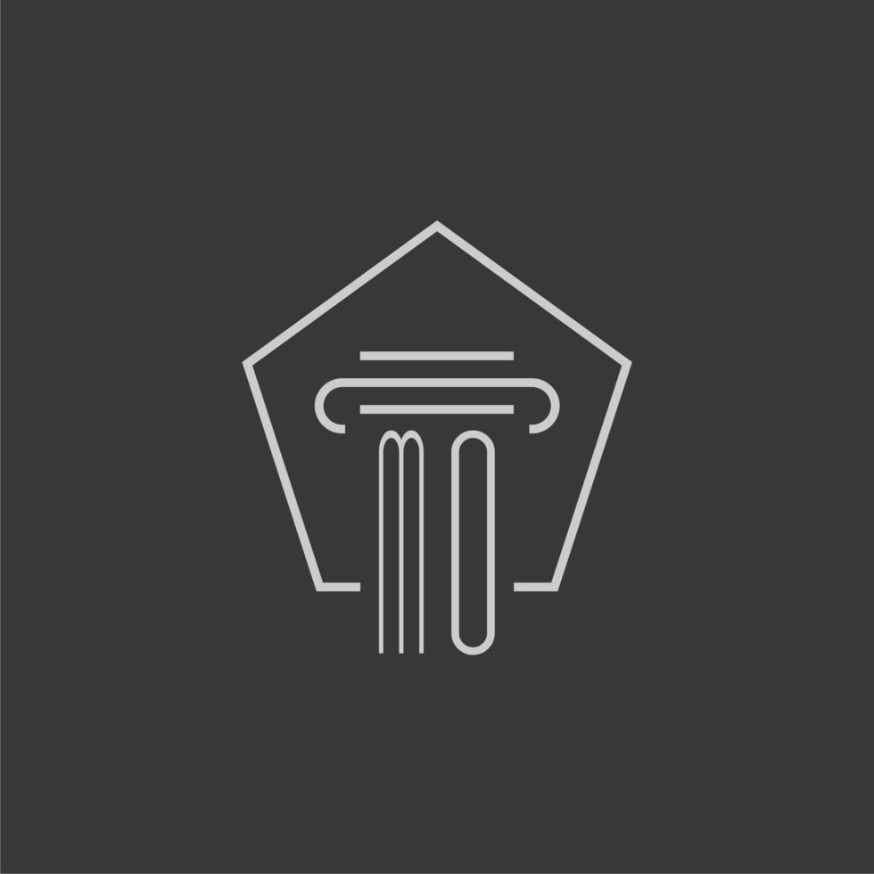 initial monogram MO with monoline pillar logo design vector