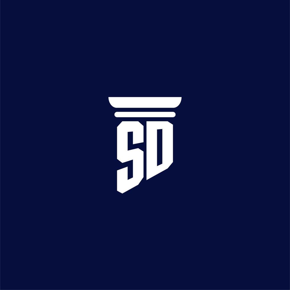 diseño de logotipo de monograma inicial sd para bufete de abogados vector