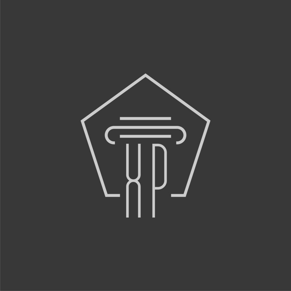 initial monogram XP with monoline pillar logo design vector