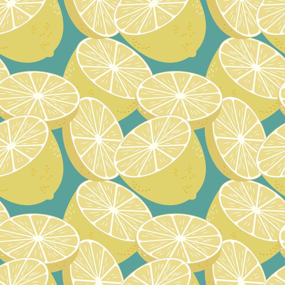Seamless pattern with fresh lemons. Colorful endless fruit background . Citrus fruits print. isolated vector illustration.