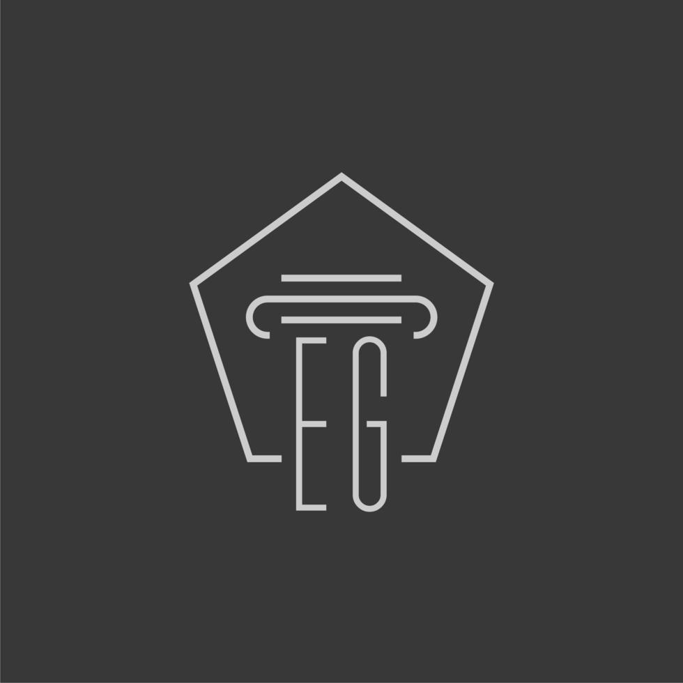 initial monogram EG with monoline pillar logo design vector