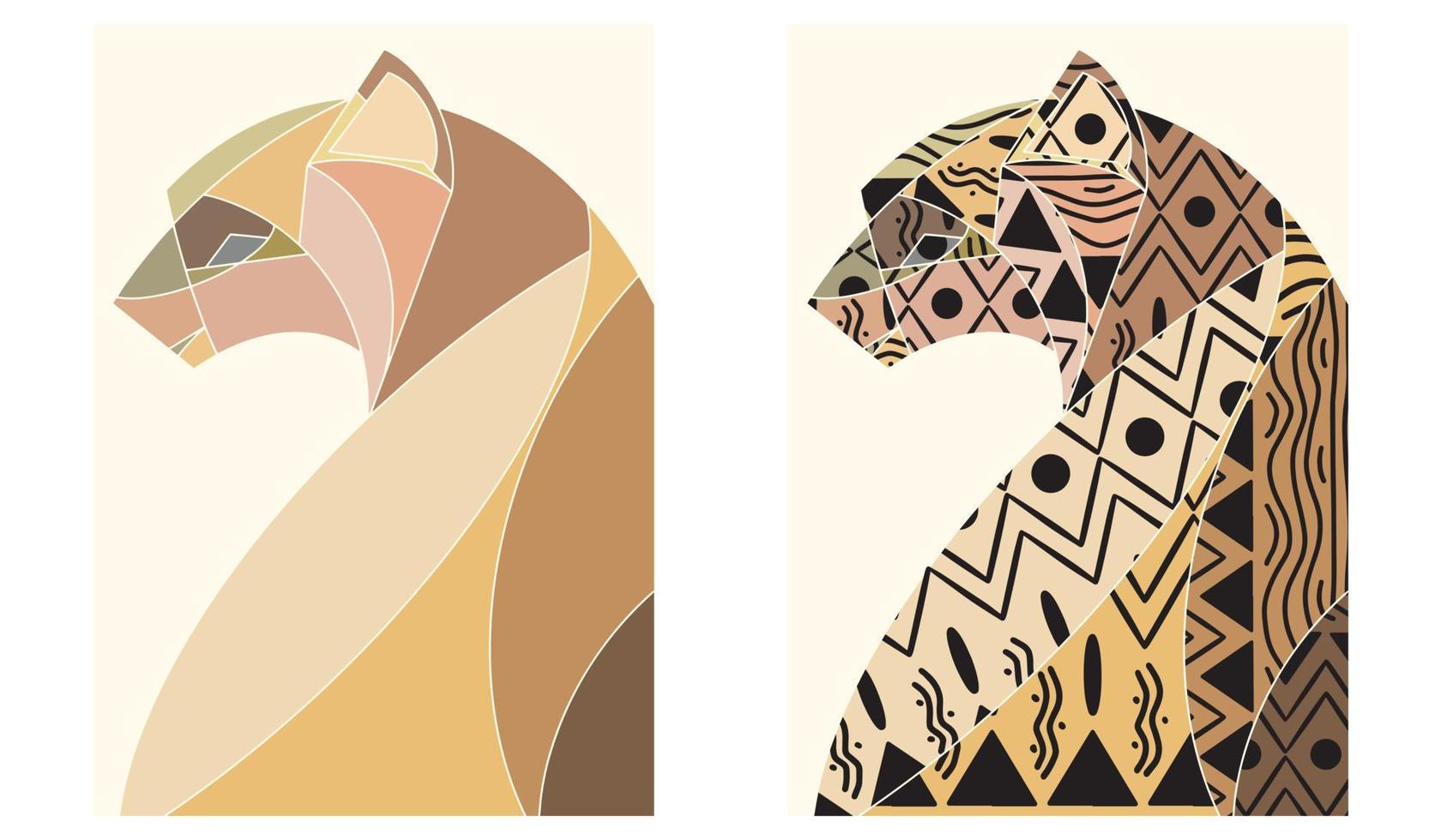 establecer dos de arte abstracto de leopardo para carteles y arte de pared vector
