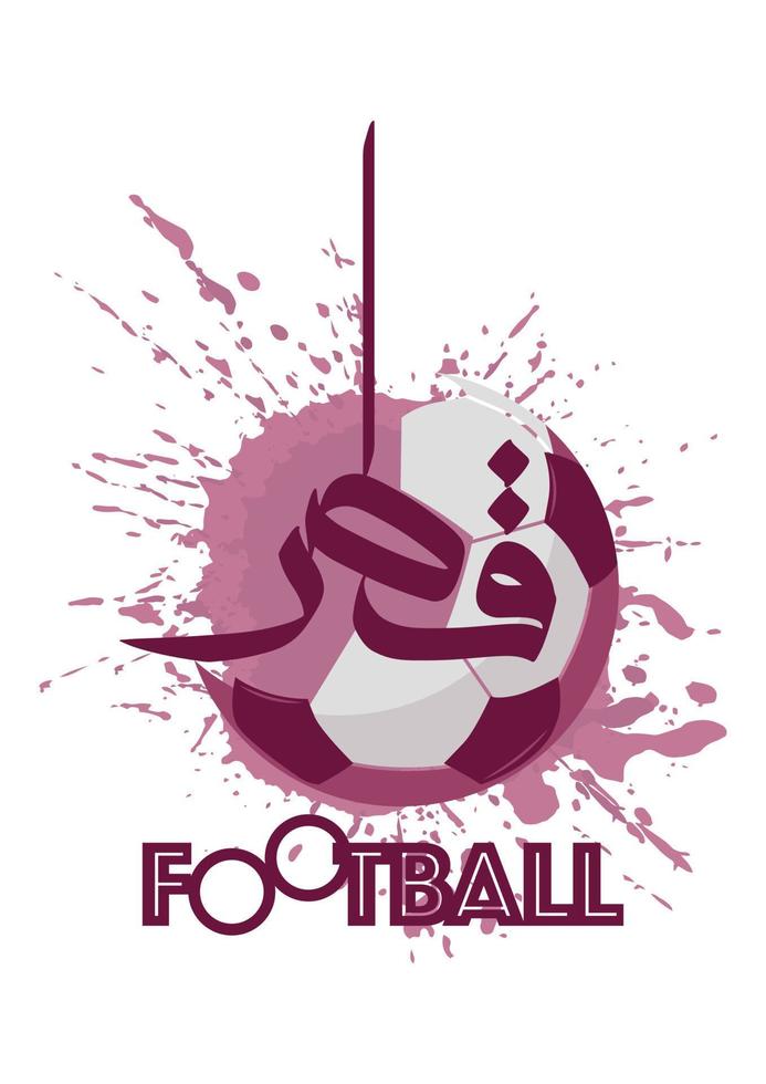 Ilustración de vector de fútbol de qatar con acuarela grunge splash.