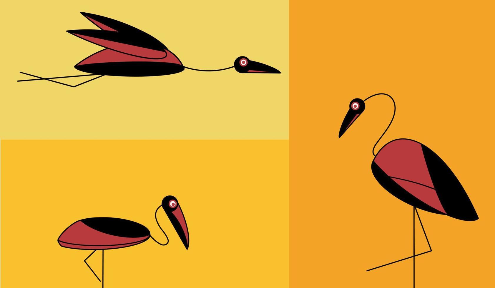 Vector Illustration of Bird in Mid-Century or Contemporary Style.