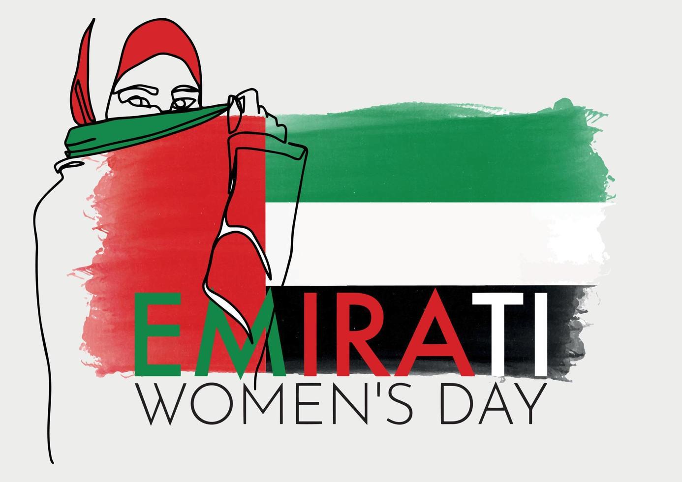 ilustración vectorial del día de la mujer emiratí con la paleta de colores de la bandera de los emiratos árabes unidos. vector