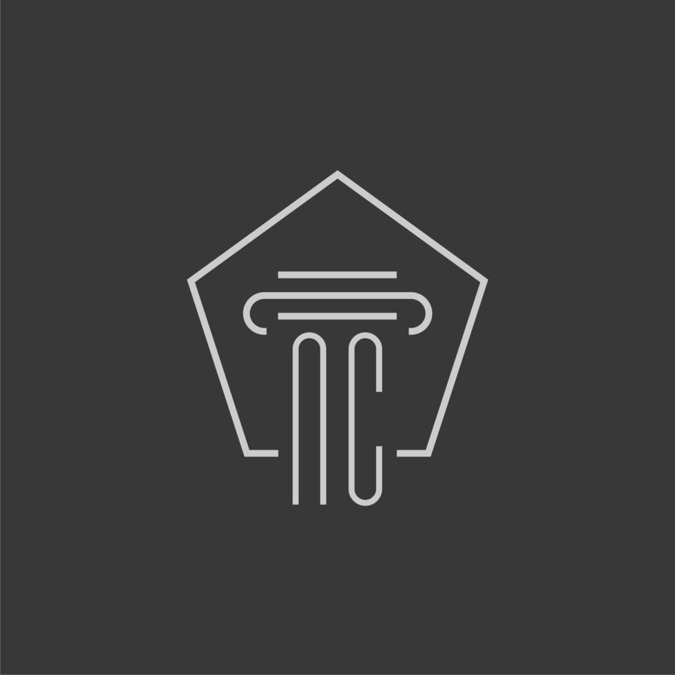 initial monogram NC with monoline pillar logo design vector