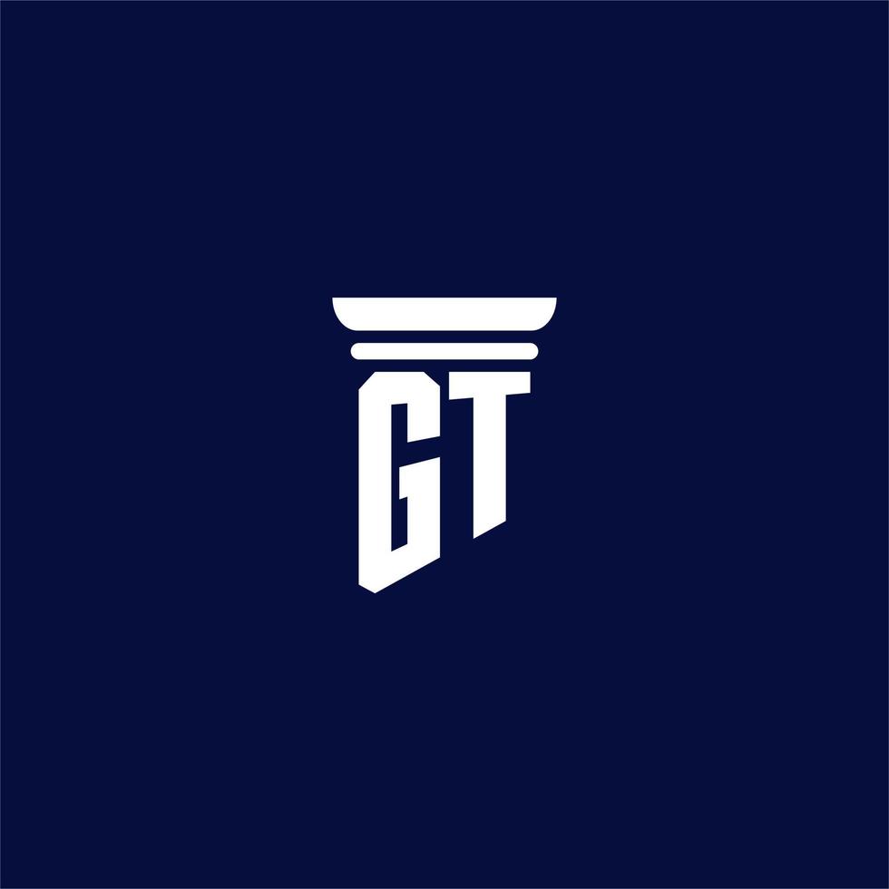 GT initial monogram logo design for law firm vector