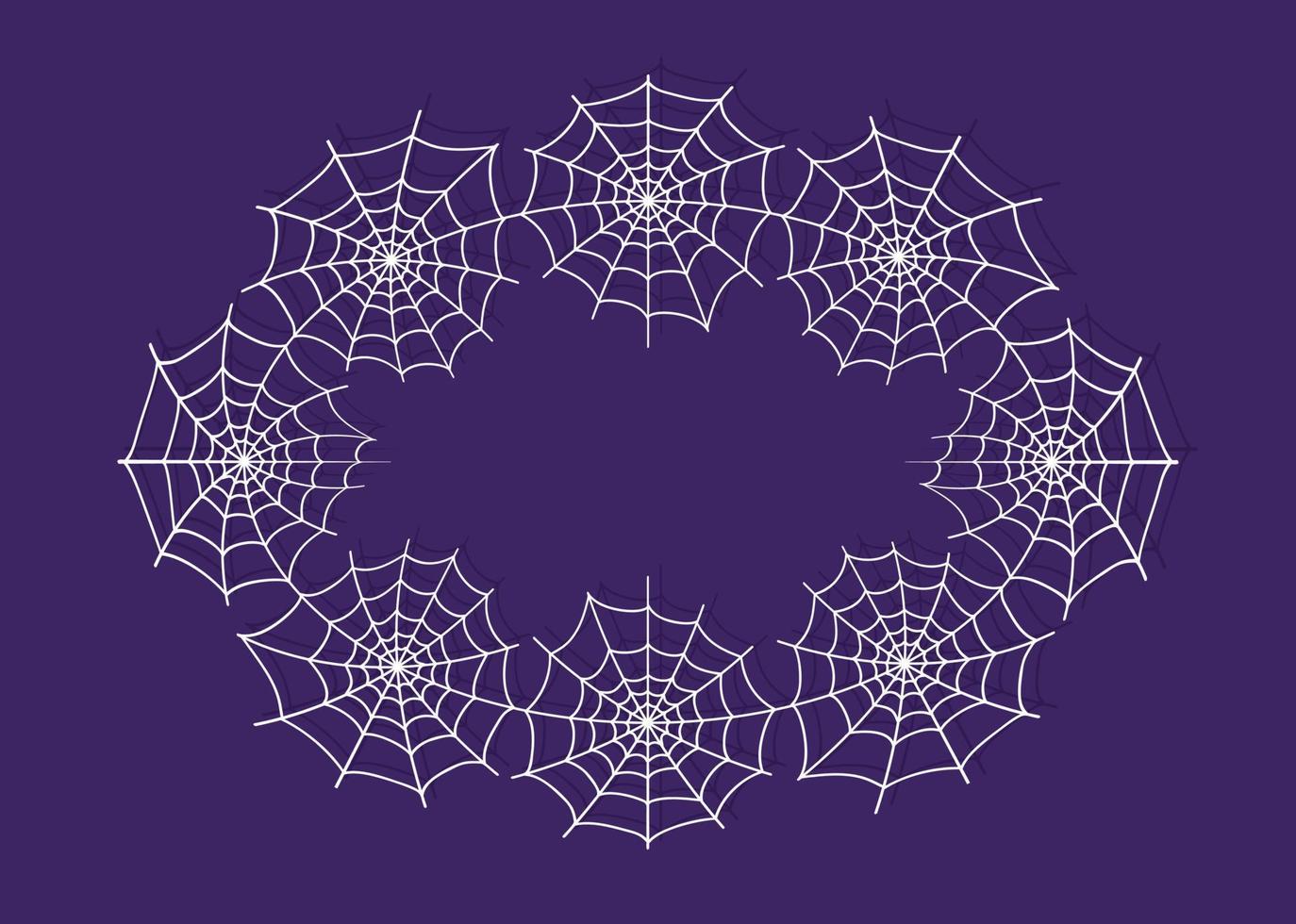 Spider web wreath for halloween designs. Trick or treat frame from cobwebs. Vector illustration.