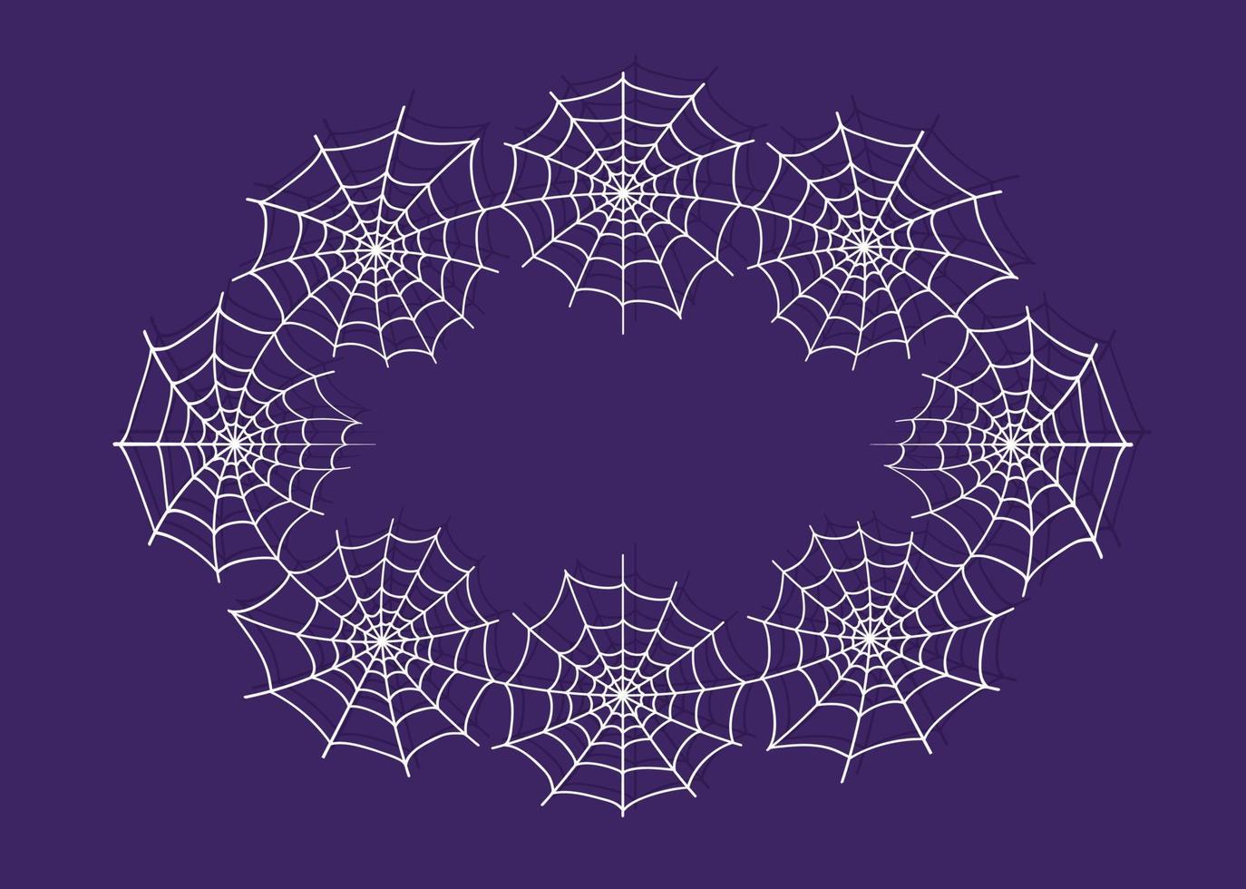 Spider web wreath for halloween designs. Trick or treat frame from cobwebs. Vector illustration.