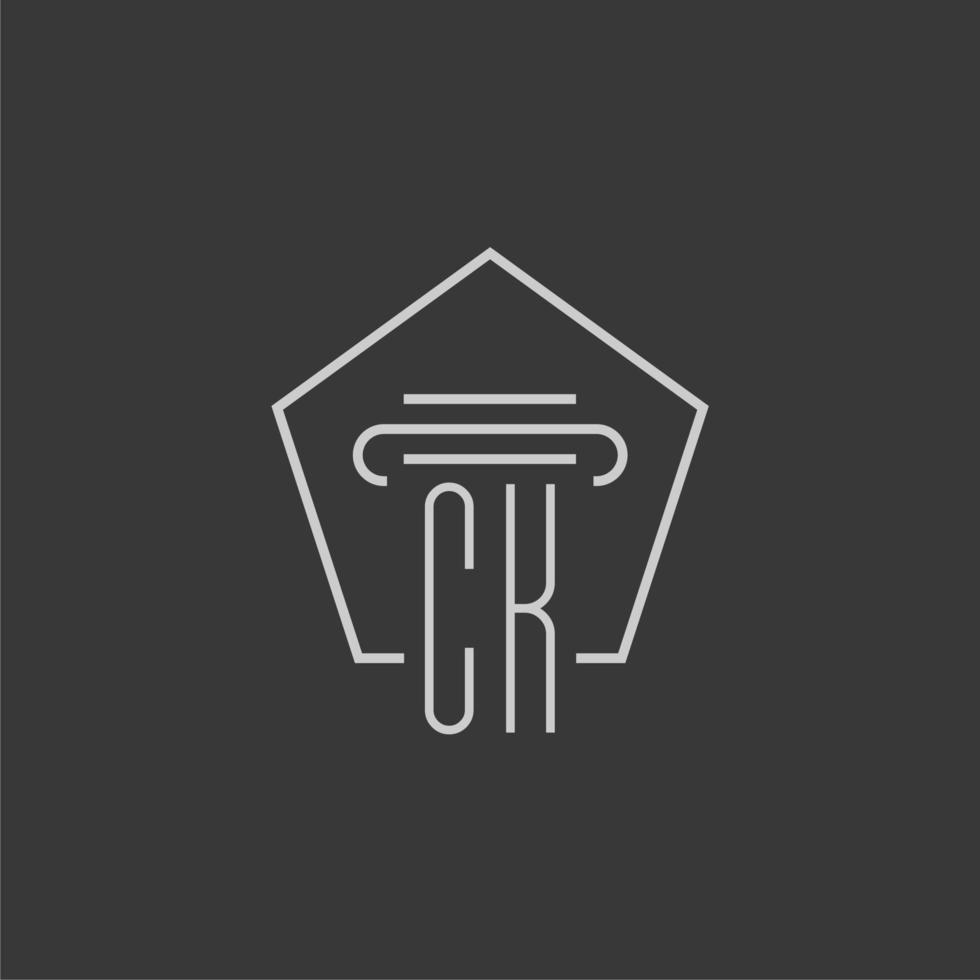 initial monogram CK with monoline pillar logo design vector