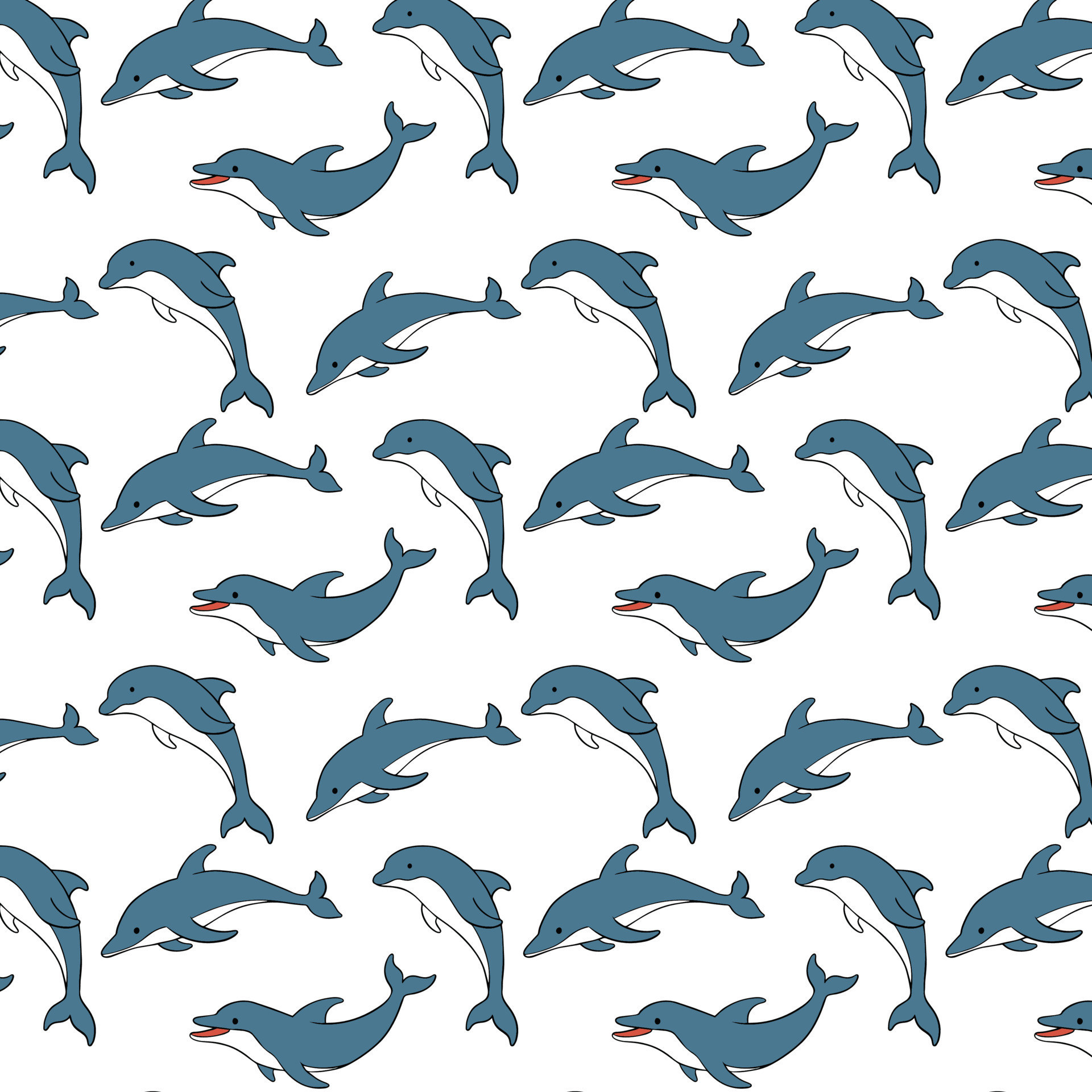 seamless pattern vector blue dolphin in cartoon style. suitable for  children's wallpaper, toddlers bedcover, can be printed on fabric for kids  clothing 10800575 Vector Art at Vecteezy