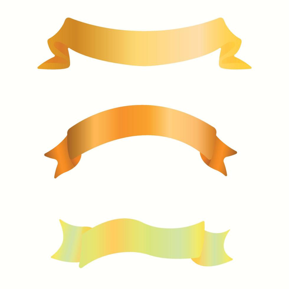 Golden Web Ribbons Set. Flags. Vector Illustration