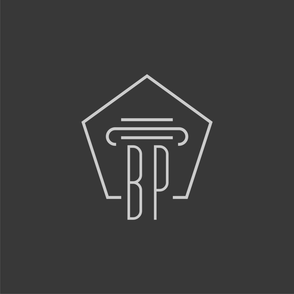 initial monogram BP with monoline pillar logo design vector