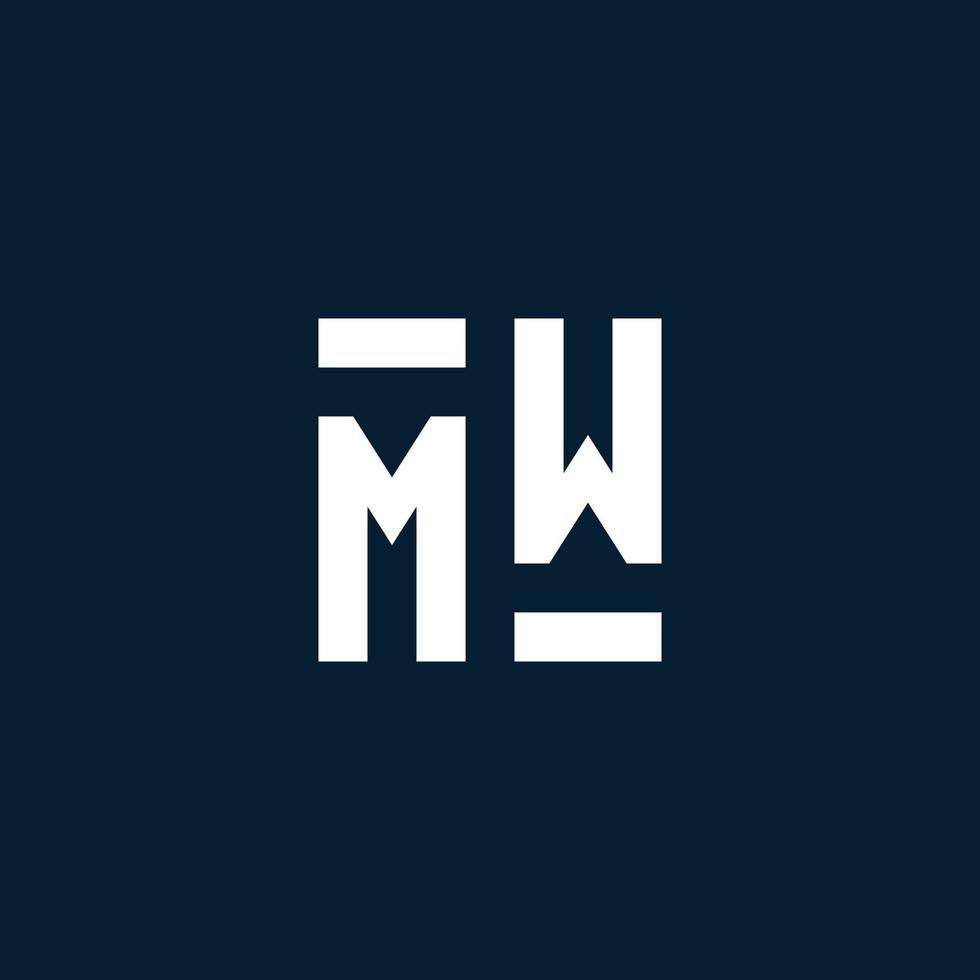 MW initial monogram logo with geometric style vector
