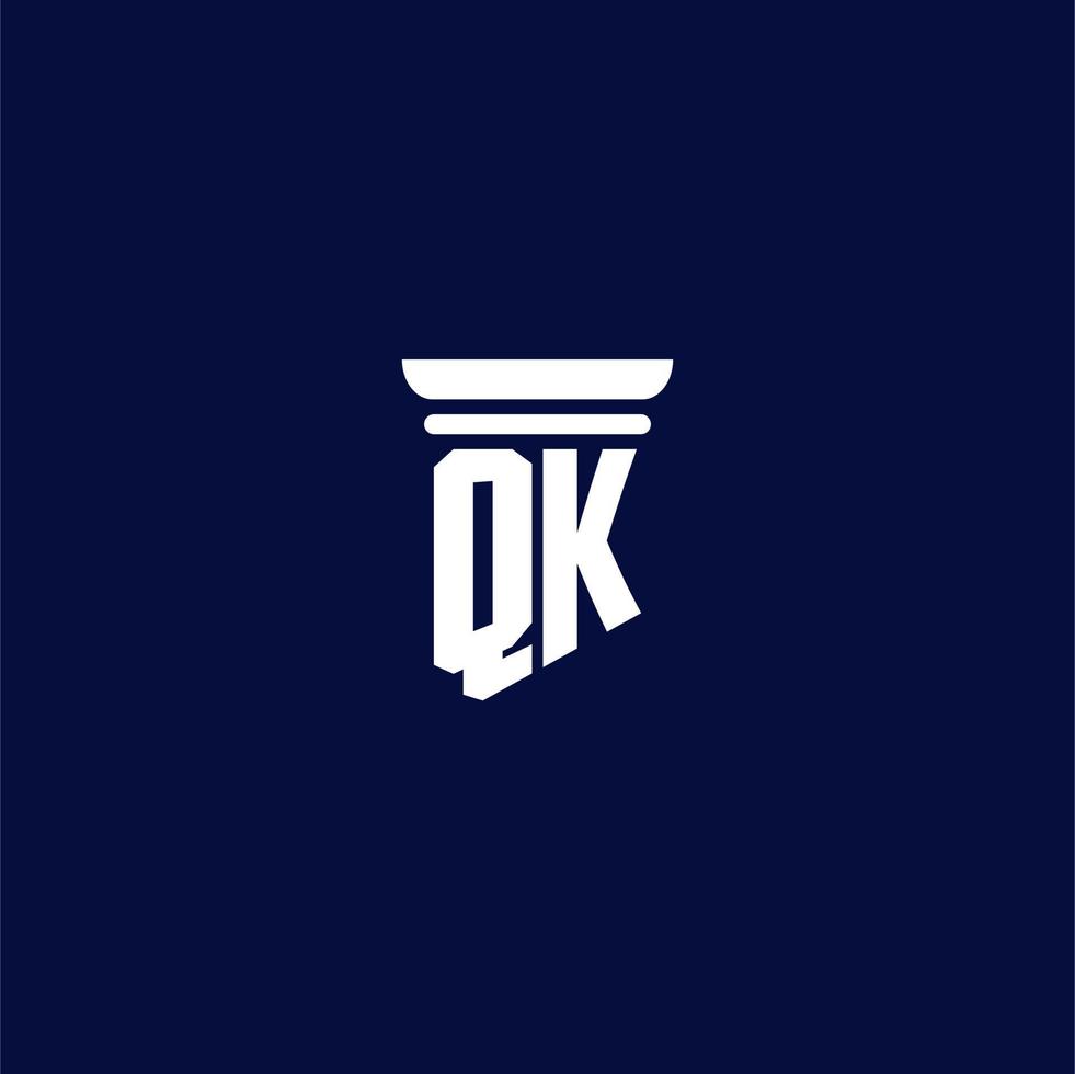 diseño de logotipo de monograma inicial qk para bufete de abogados vector