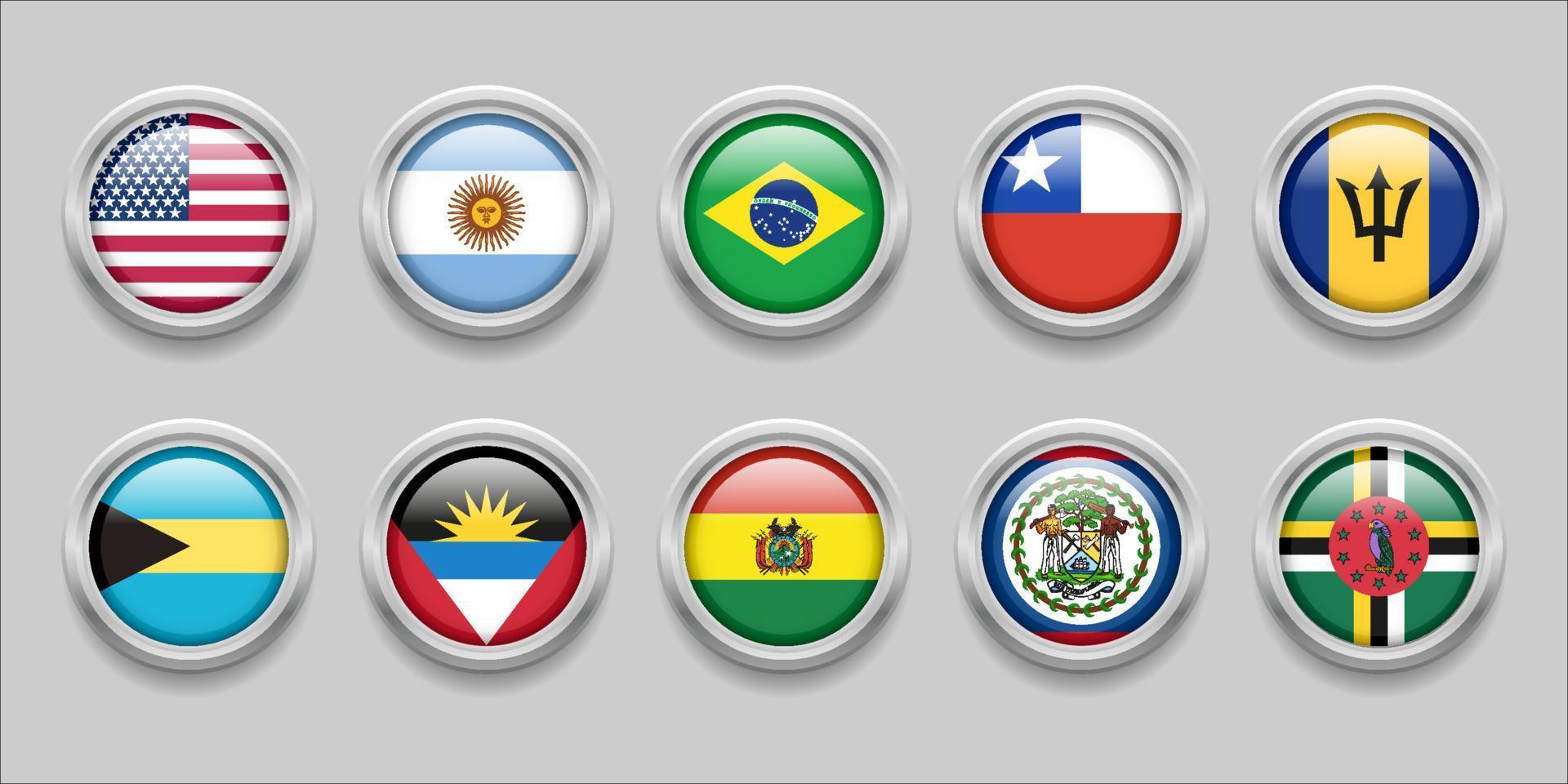 United States, Antigua-Barbuda, Argentina, Bahamas, Barbados, Belize, Bolivia, Brazil, Chile, Dominica.eps vector