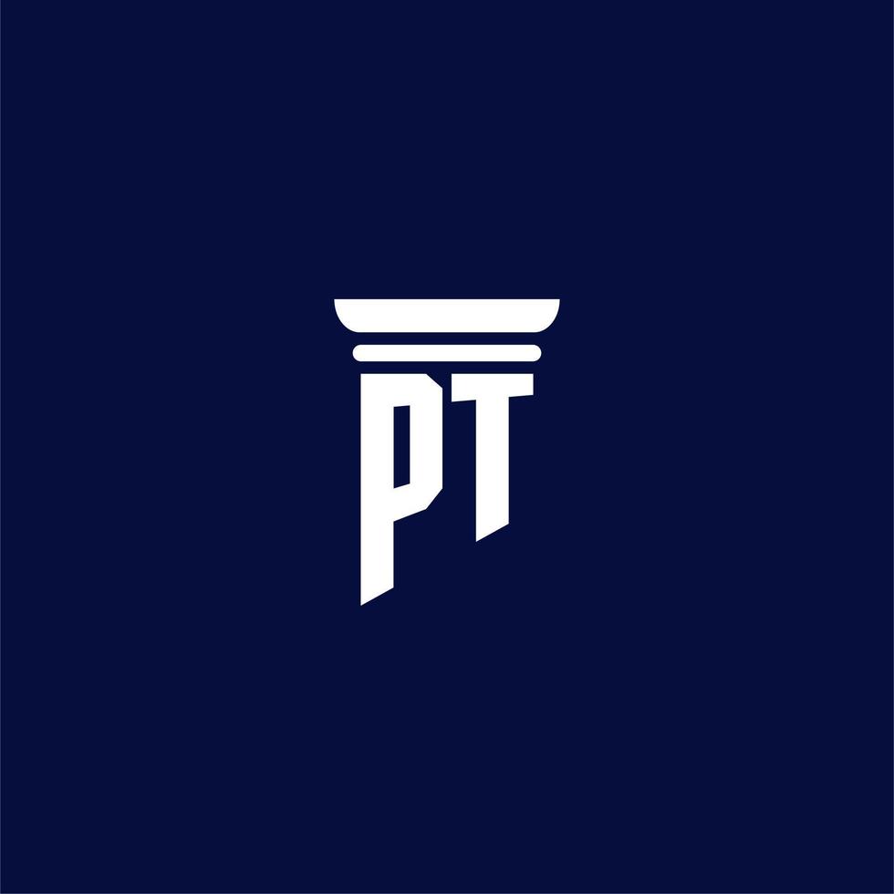 PT initial monogram logo design for law firm vector