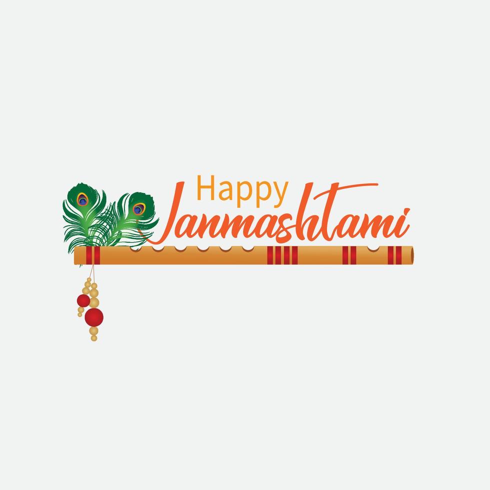 Krishna Flute with Peacock Feathers, Janmashtami vector Art