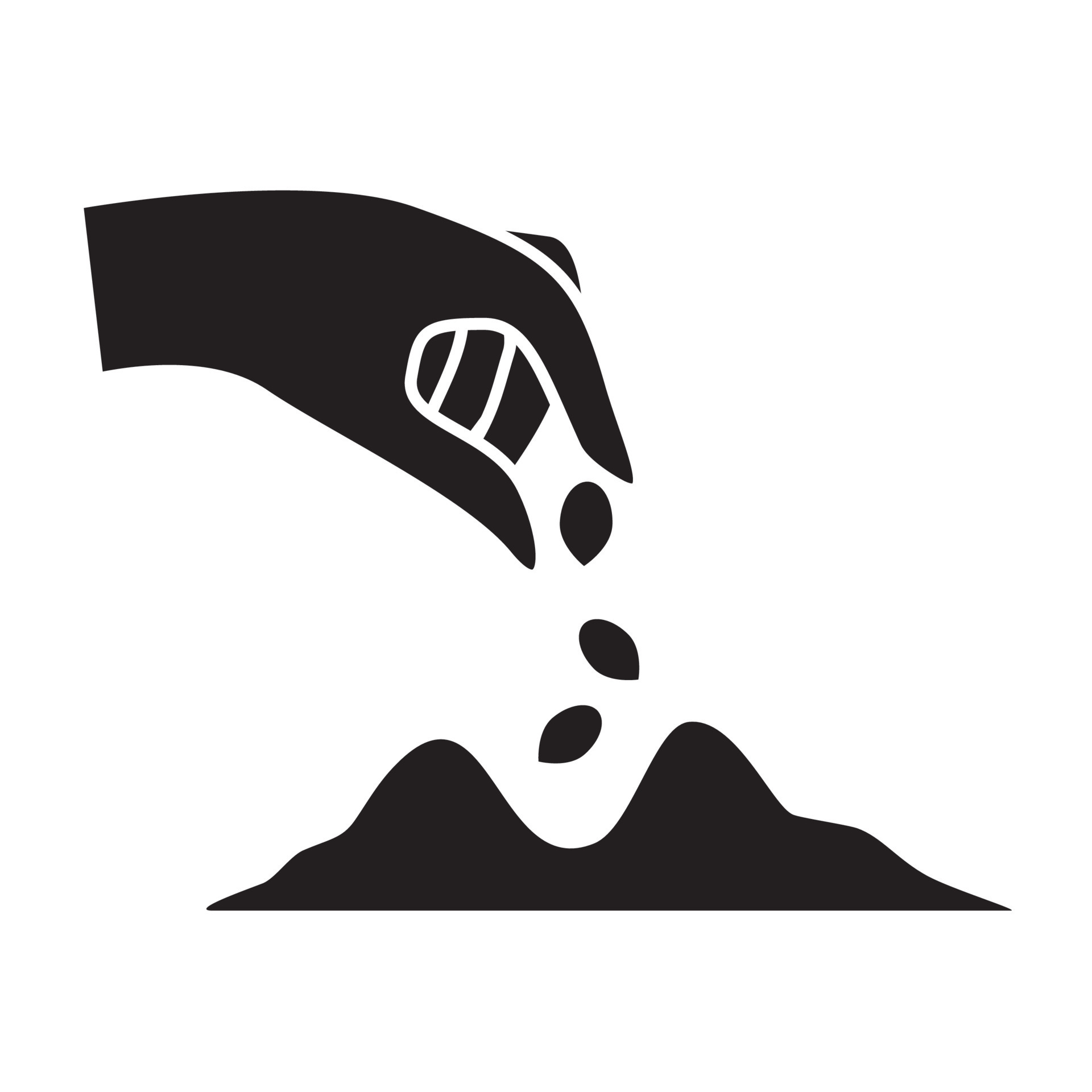 Hand planting seed.Hand puting seed to ground.Process of seeding.Person