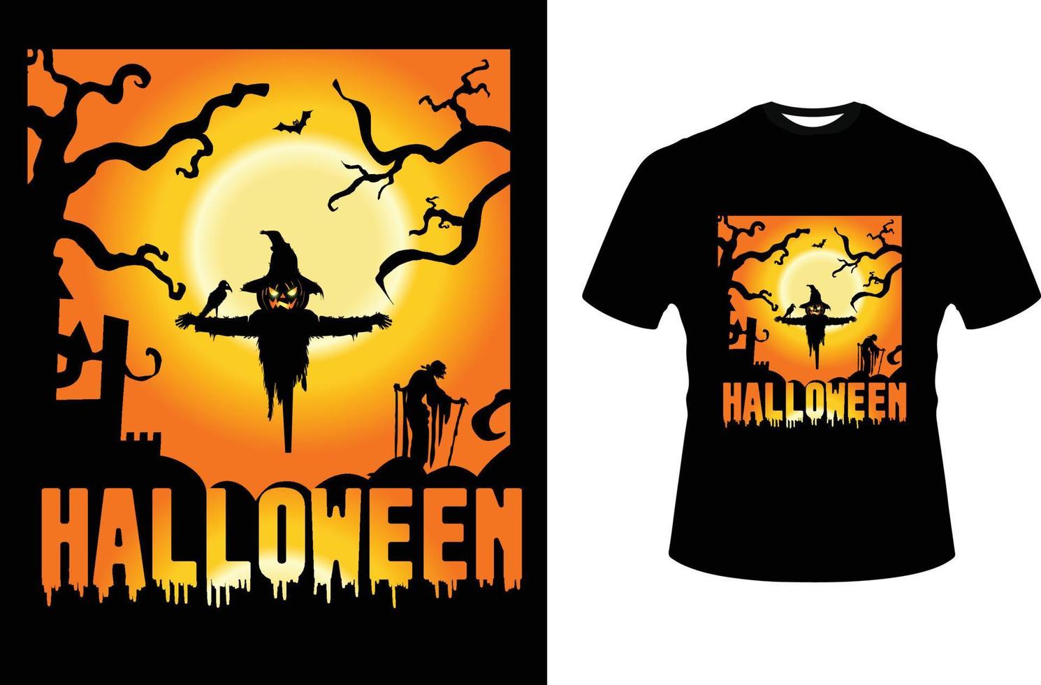 diseño de camiseta de gráficos de moda de halloween vector