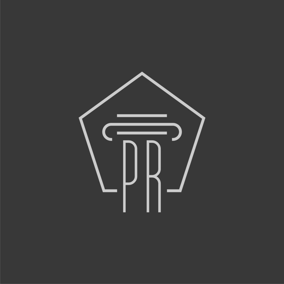 initial monogram PR with monoline pillar logo design vector