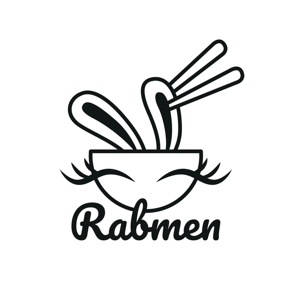 linda mascota con el logo del conejito ramen. ramen conejo ramen logo vector