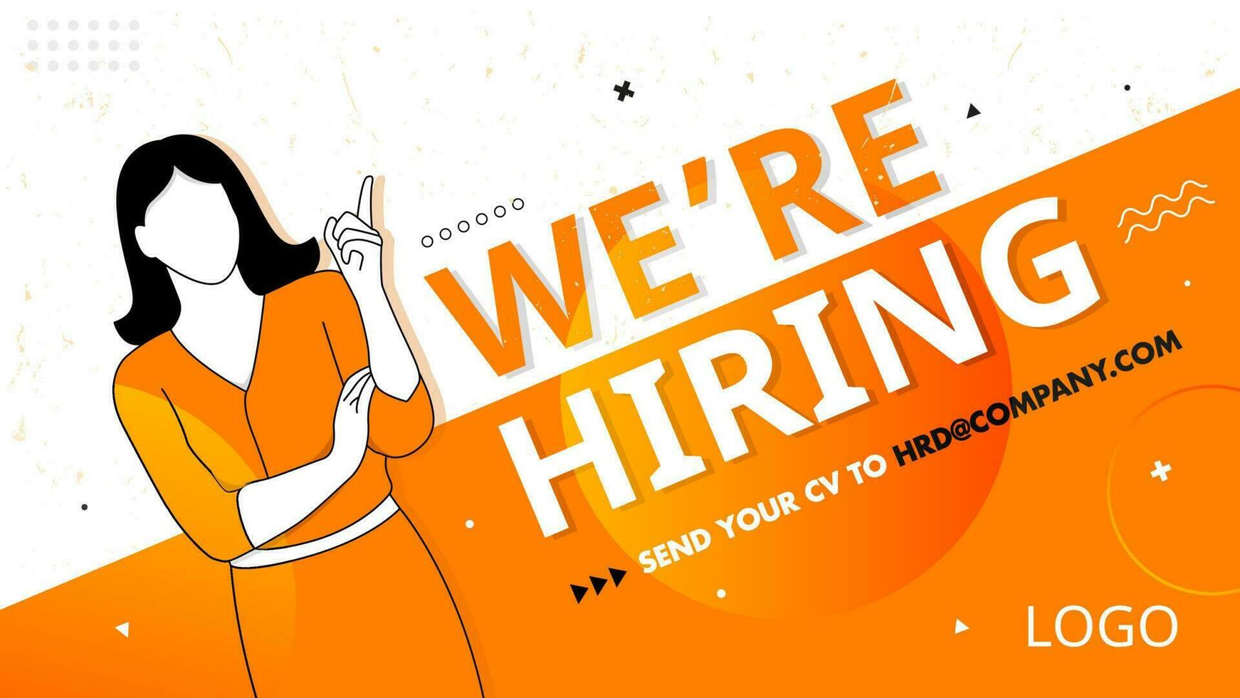 We are hiring banner design with flat woman illustration vector