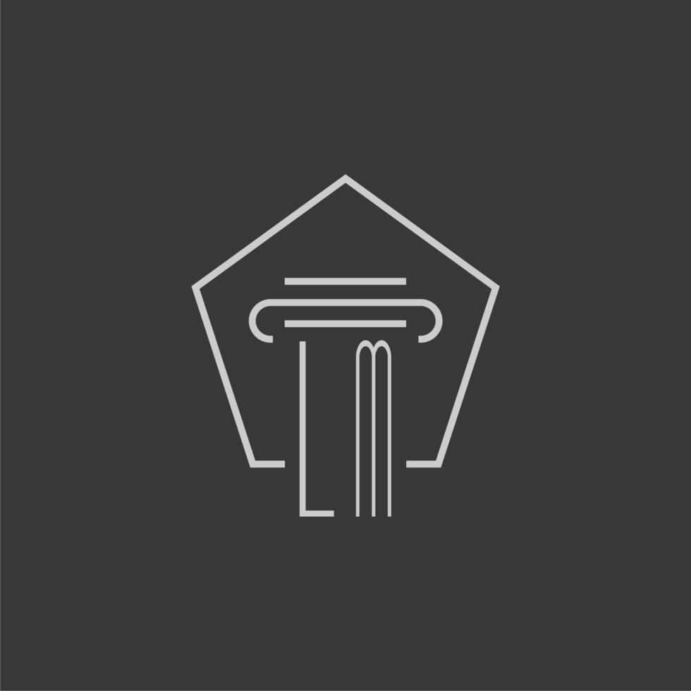 initial monogram LM with monoline pillar logo design vector