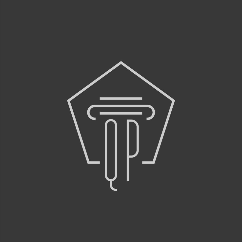 initial monogram QP with monoline pillar logo design vector