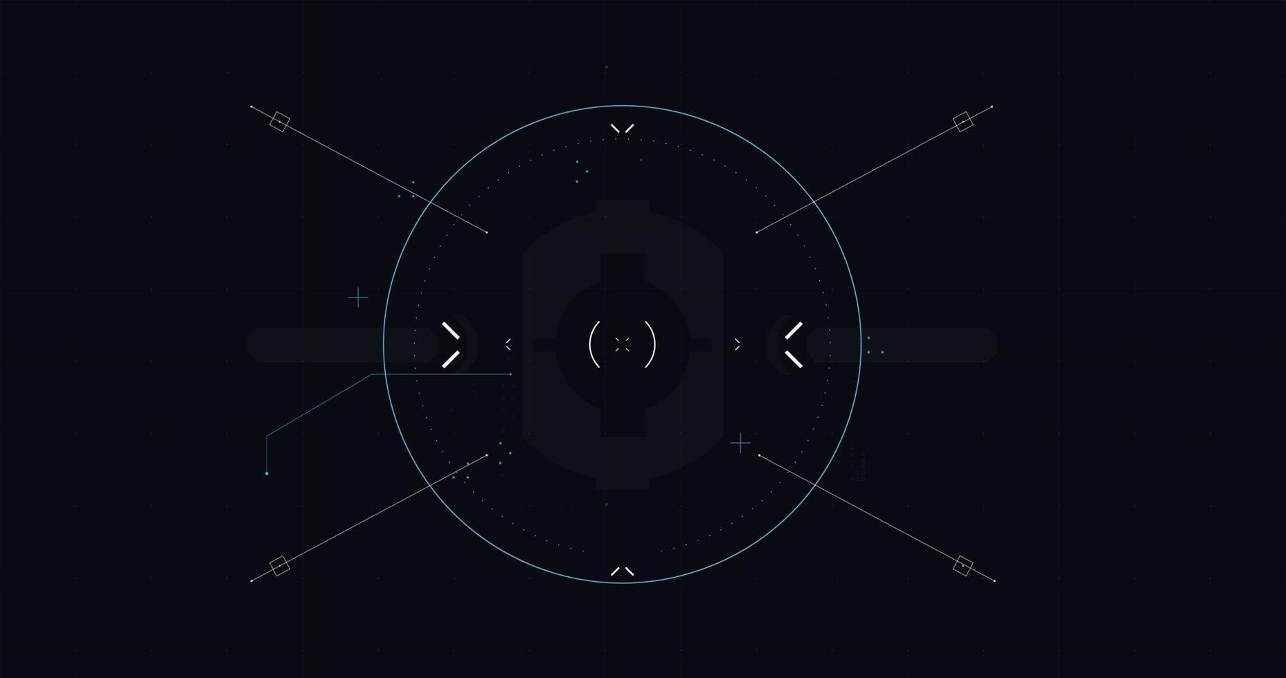 HUD FUI template for widescreen without text, Futuristic design elements. HUD focus elements. Sci-fi design. FUI collection, Military collimator sight, Vector HUD set