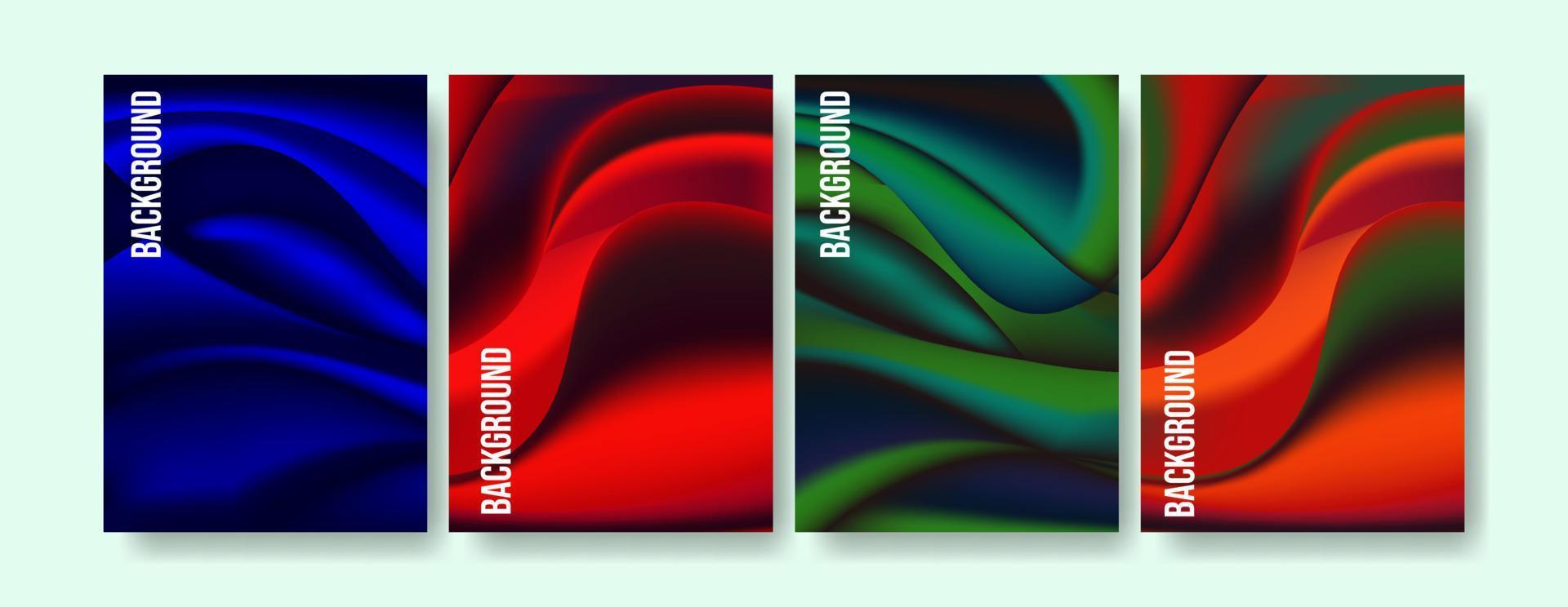 Set Of Colorful Wave Cover Template  Design in A4 Size. vector