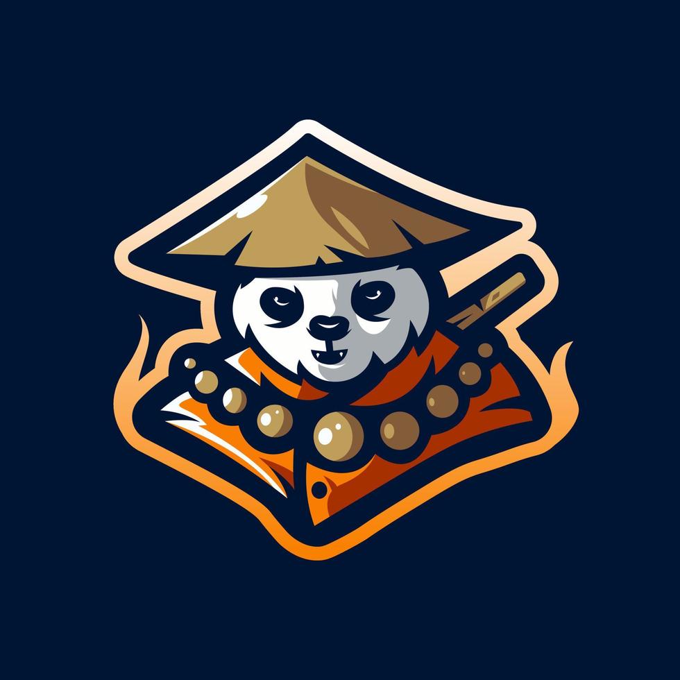 diseño del logotipo de la mascota del monje panda vector