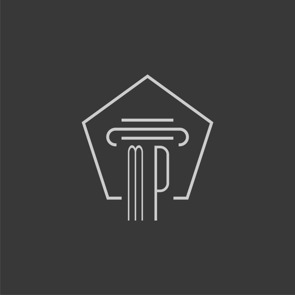 initial monogram MP with monoline pillar logo design vector