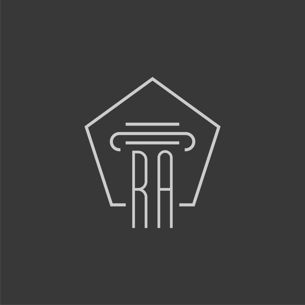 initial monogram RA with monoline pillar logo design vector
