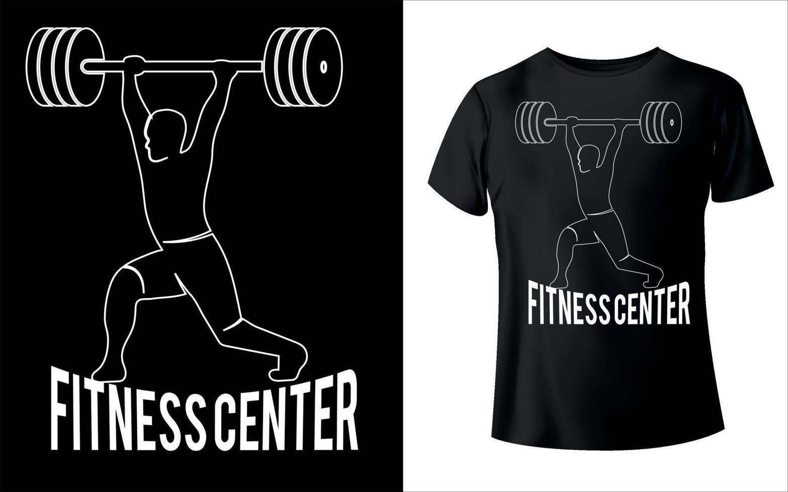 t shirt design or   Fitness Center t-shirt design with t-shrit mockup vector