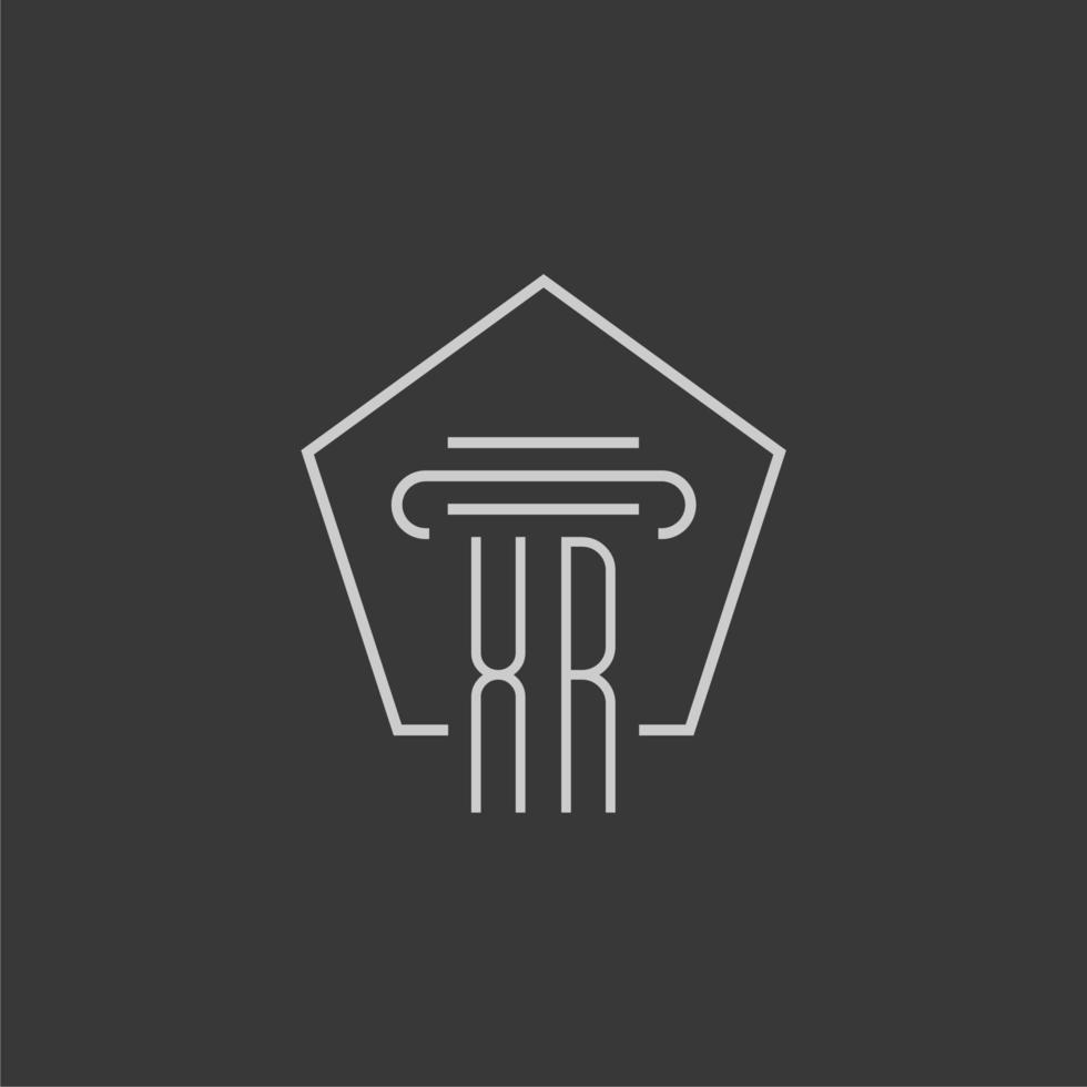 initial monogram XR with monoline pillar logo design vector