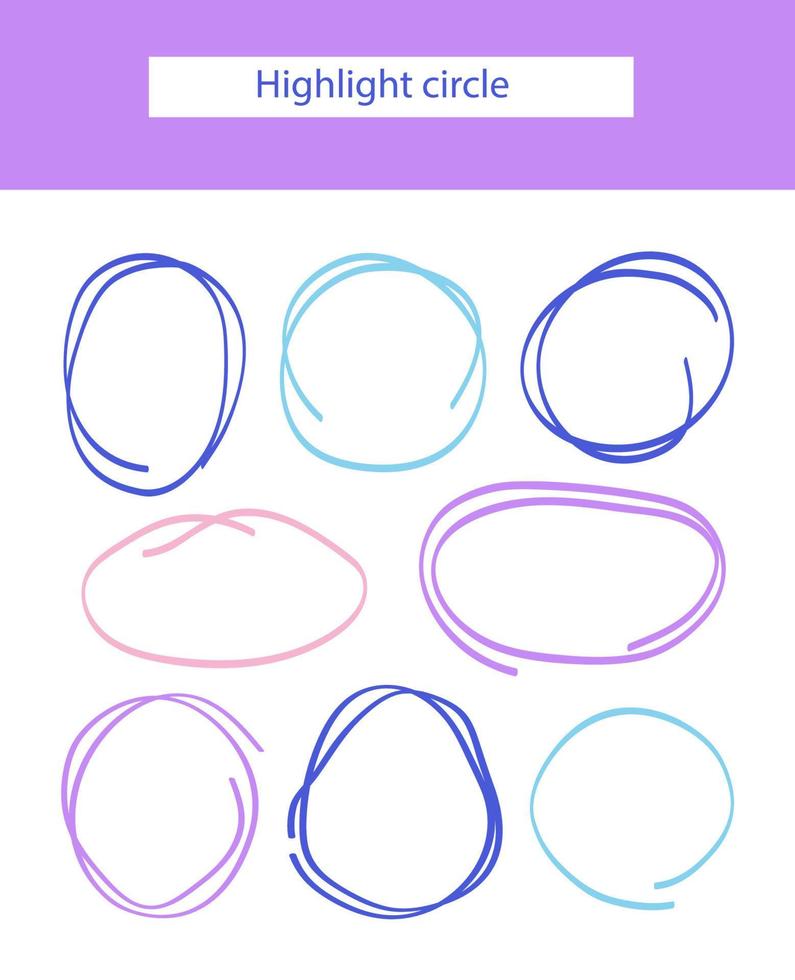 Highlight circles. Set of hand drawn scribbles for your designs. vector