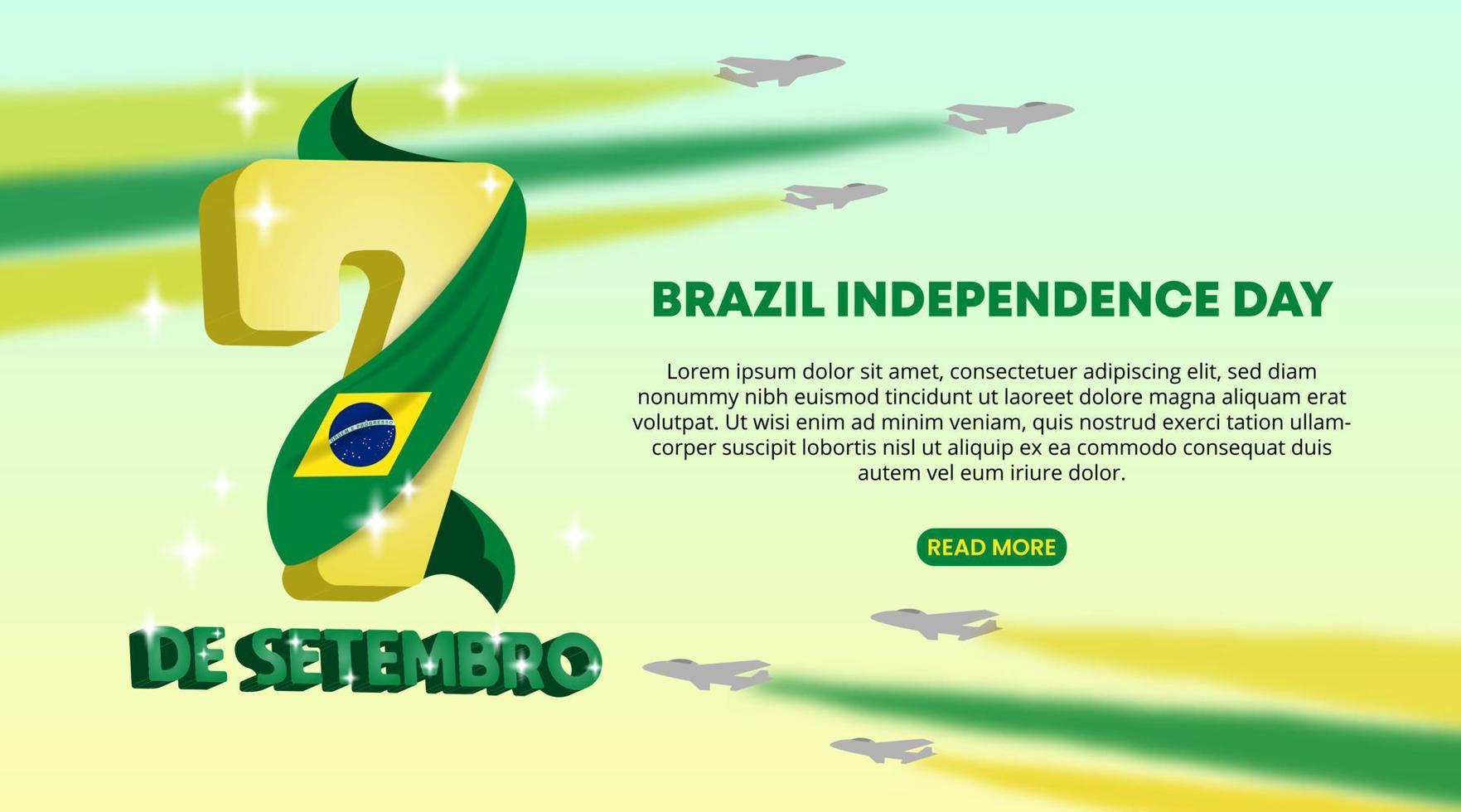 7 de septiembre fondo del día de la independencia de brasil con atracción de aviones a reacción vector