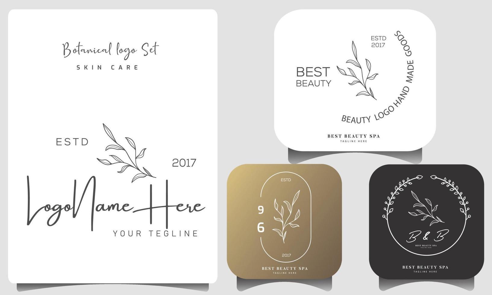 logotipo dibujado a mano con elementos florales botánicos con flores silvestres y hojas. logo para spa y salón de belleza, boutique, tienda orgánica, boda, diseñador floral, interior, fotografía, cosmética. vector