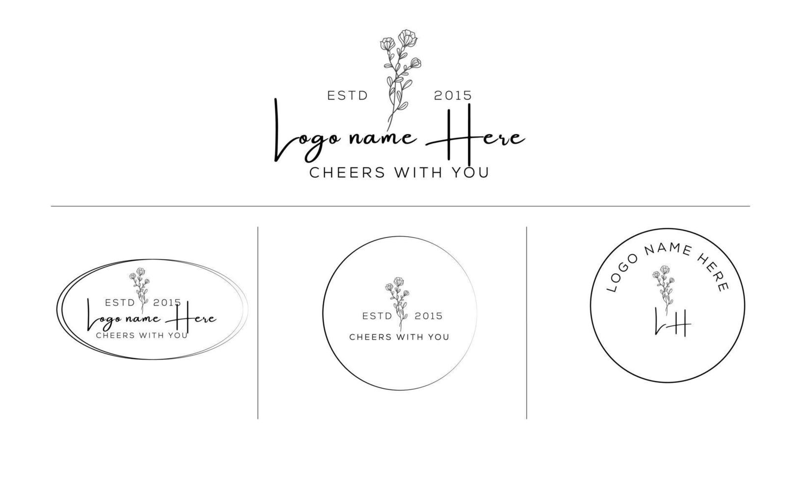 logotipo dibujado a mano con elementos florales botánicos con flores silvestres y hojas. logo para spa y salón de belleza, boutique, tienda orgánica, boda, diseñador floral, interior, fotografía, cosmética. vector