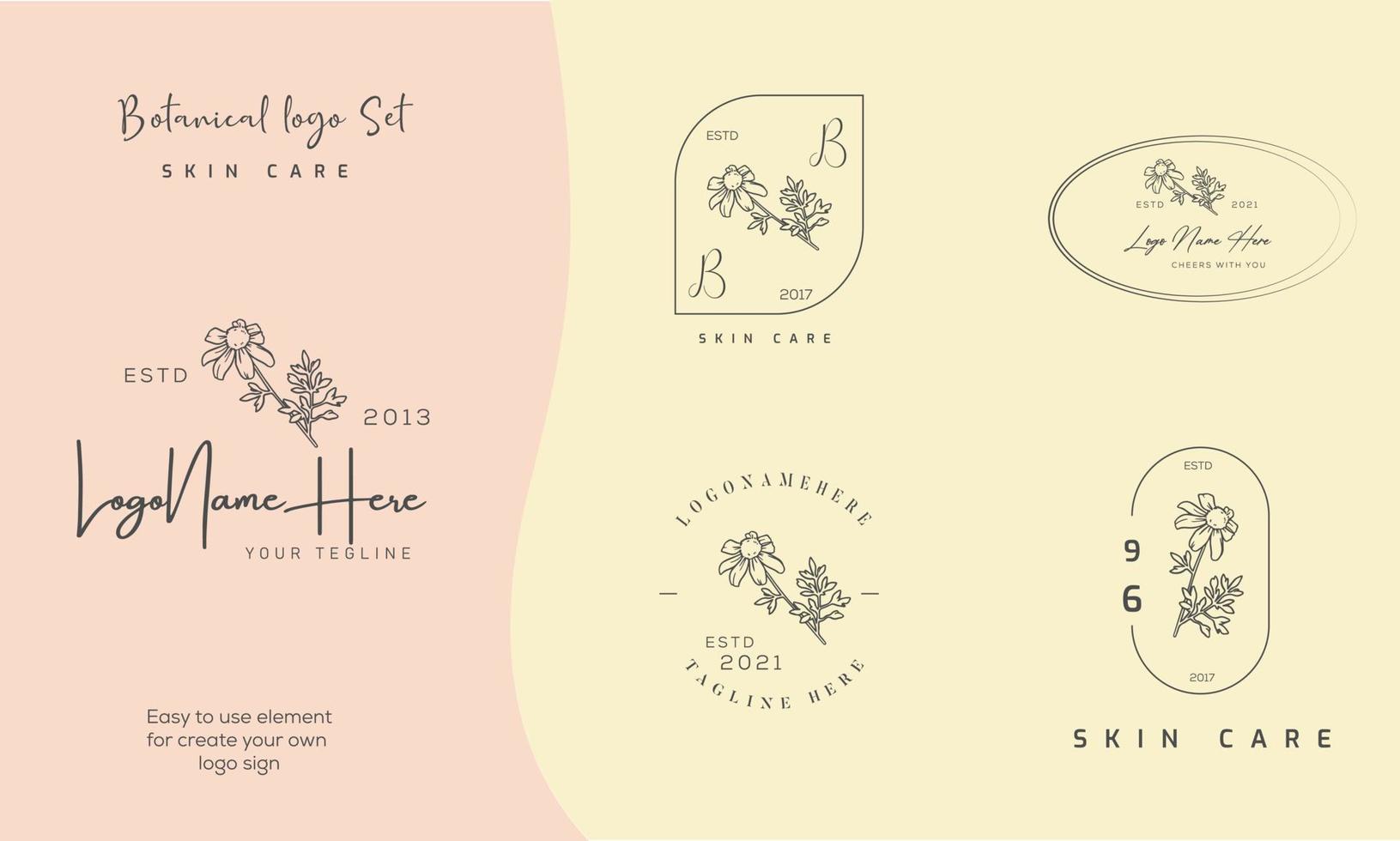 logotipo dibujado a mano con elementos florales botánicos con flores silvestres y hojas. logo para spa y salón de belleza, boutique, tienda orgánica, boda, diseñador floral, interior, fotografía, cosmética. vector