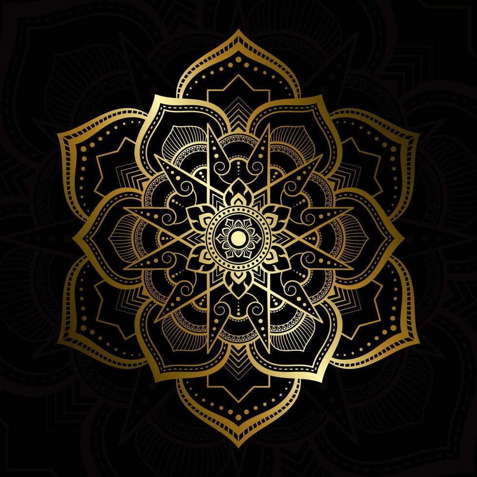 patrón de mandala en estilo de arte aplicado tailandés dorado vector