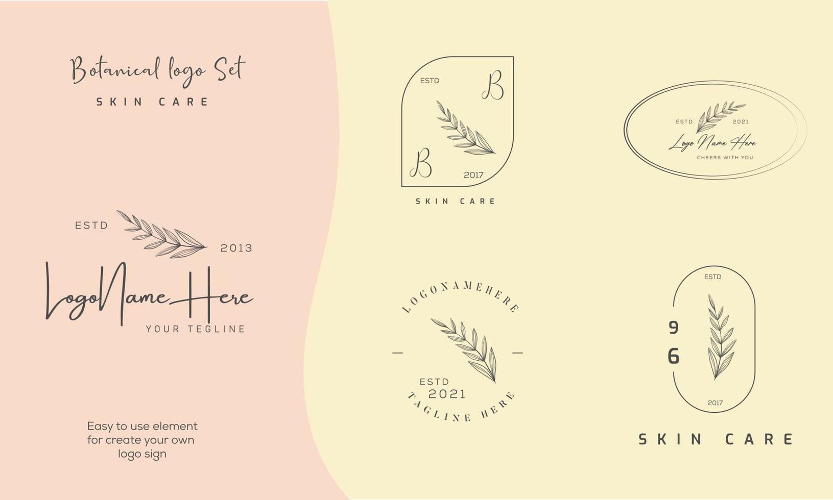 Botanical Floral element Hand Drawn Logo with Wild Flower and Leaves. Logo for spa and beauty salon, boutique, organic shop, wedding, floral designer, interior, photography, cosmetic. vector