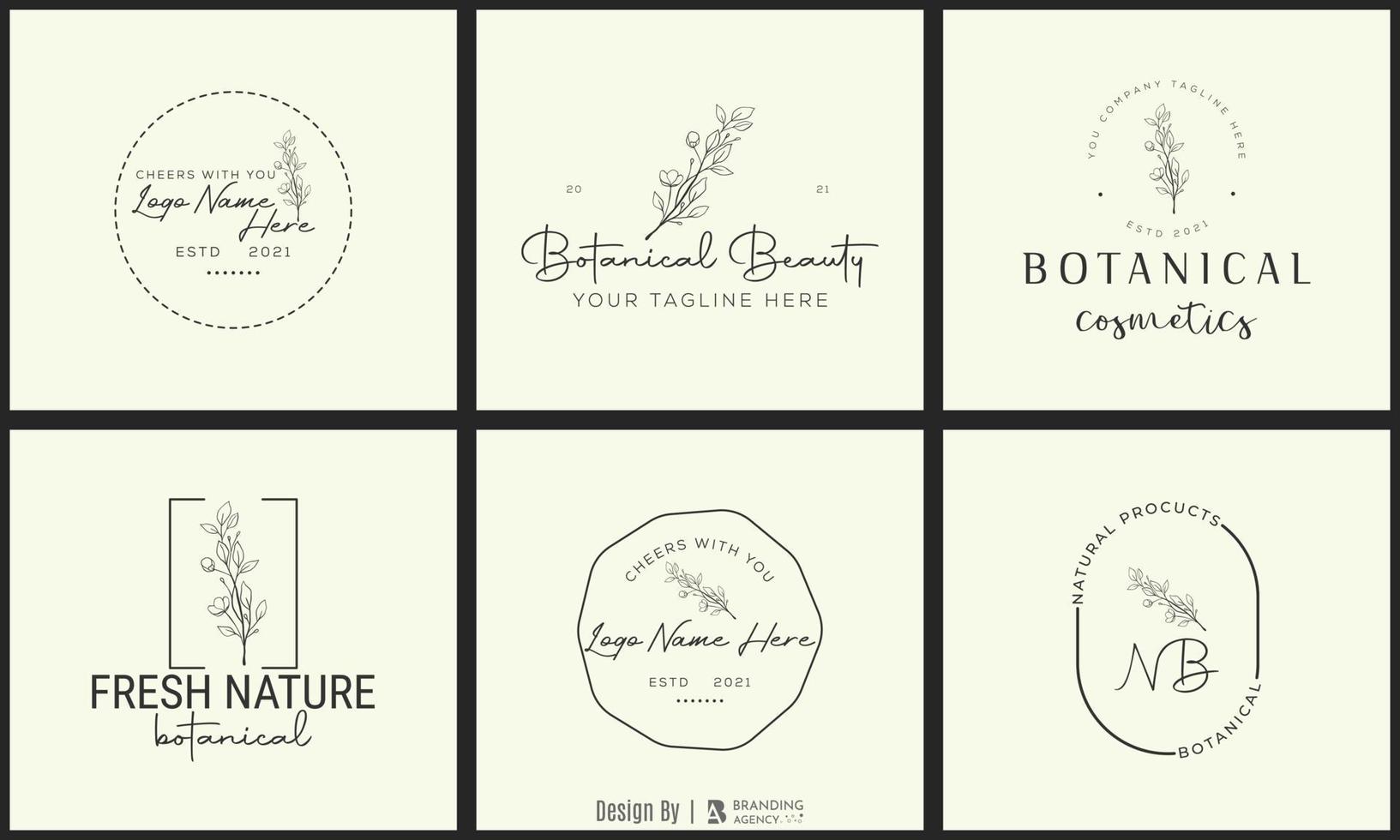 logotipo dibujado a mano con elementos florales botánicos con flores silvestres y hojas. logo para spa y salón de belleza, boutique, tienda orgánica, boda, diseñador floral, interior, fotografía, cosmética. vector