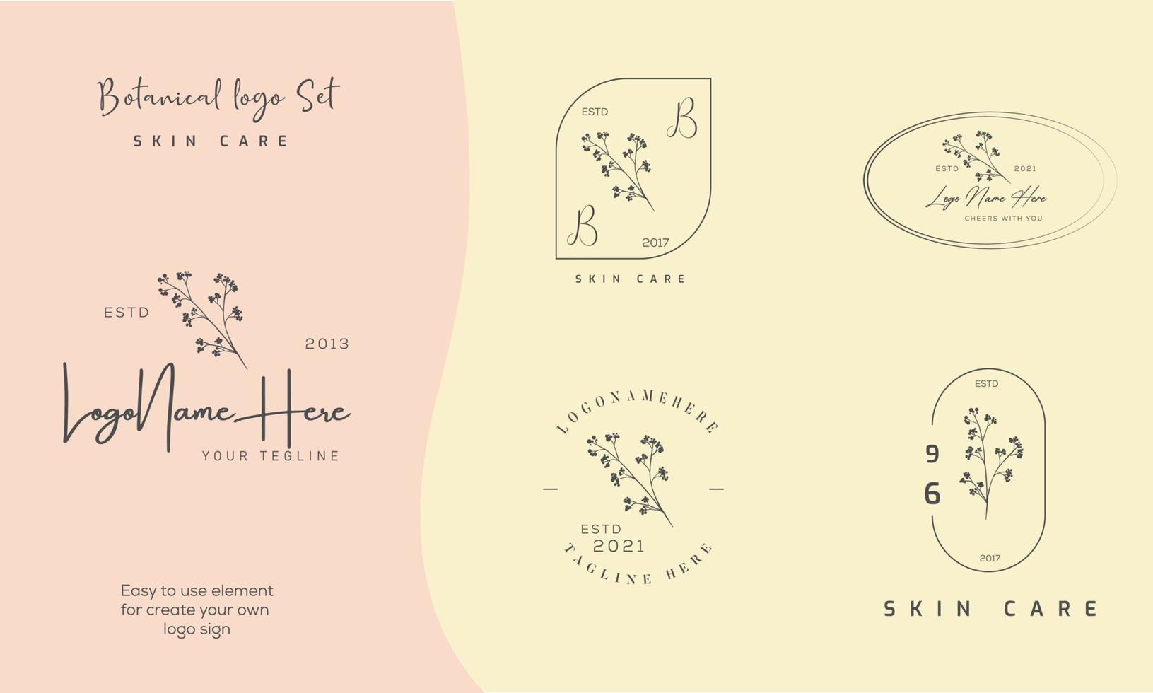 logotipo dibujado a mano con elementos florales botánicos con flores silvestres y hojas. logo para spa y salón de belleza, boutique, tienda orgánica, boda, diseñador floral, interior, fotografía, cosmética. vector