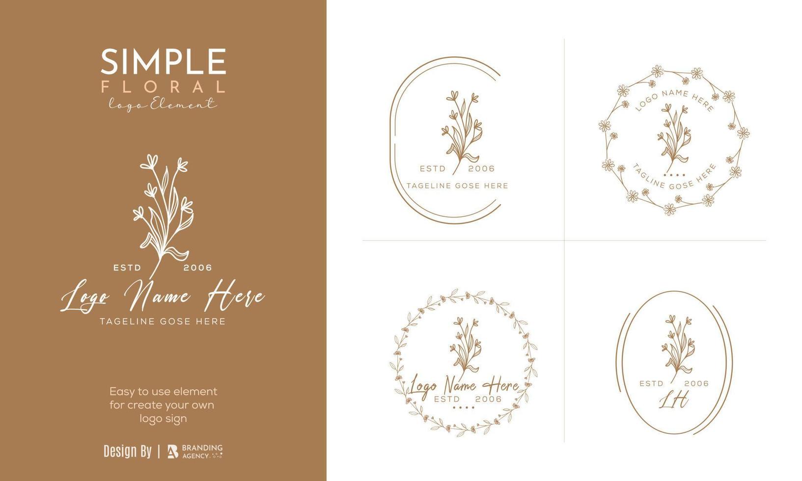 logotipo dibujado a mano con elementos florales botánicos con flores silvestres y hojas. logo para spa y salón de belleza, boutique, tienda orgánica, boda, diseñador floral, interior, fotografía, cosmética. vector