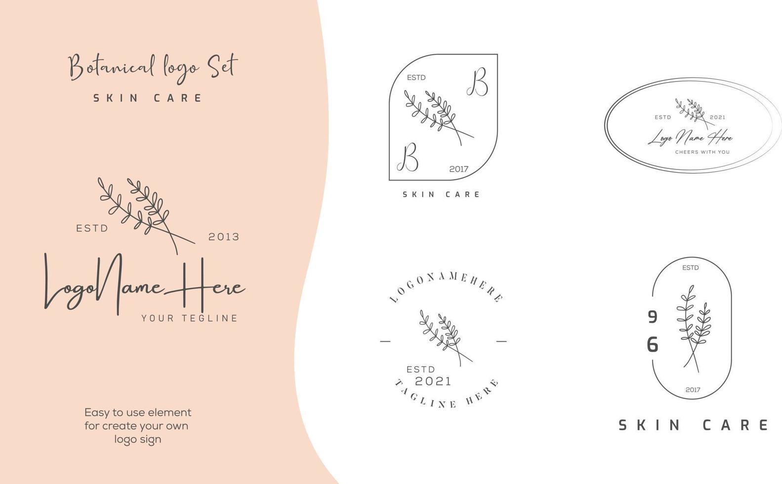 Botanical Floral element Hand Drawn Logo with Wild Flower and Leaves. Logo for spa and beauty salon, boutique, organic shop, wedding, floral designer, interior, photography, cosmetic. vector