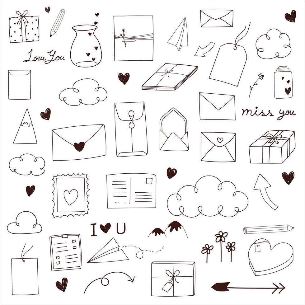 Cartoon doodle cute collection vector