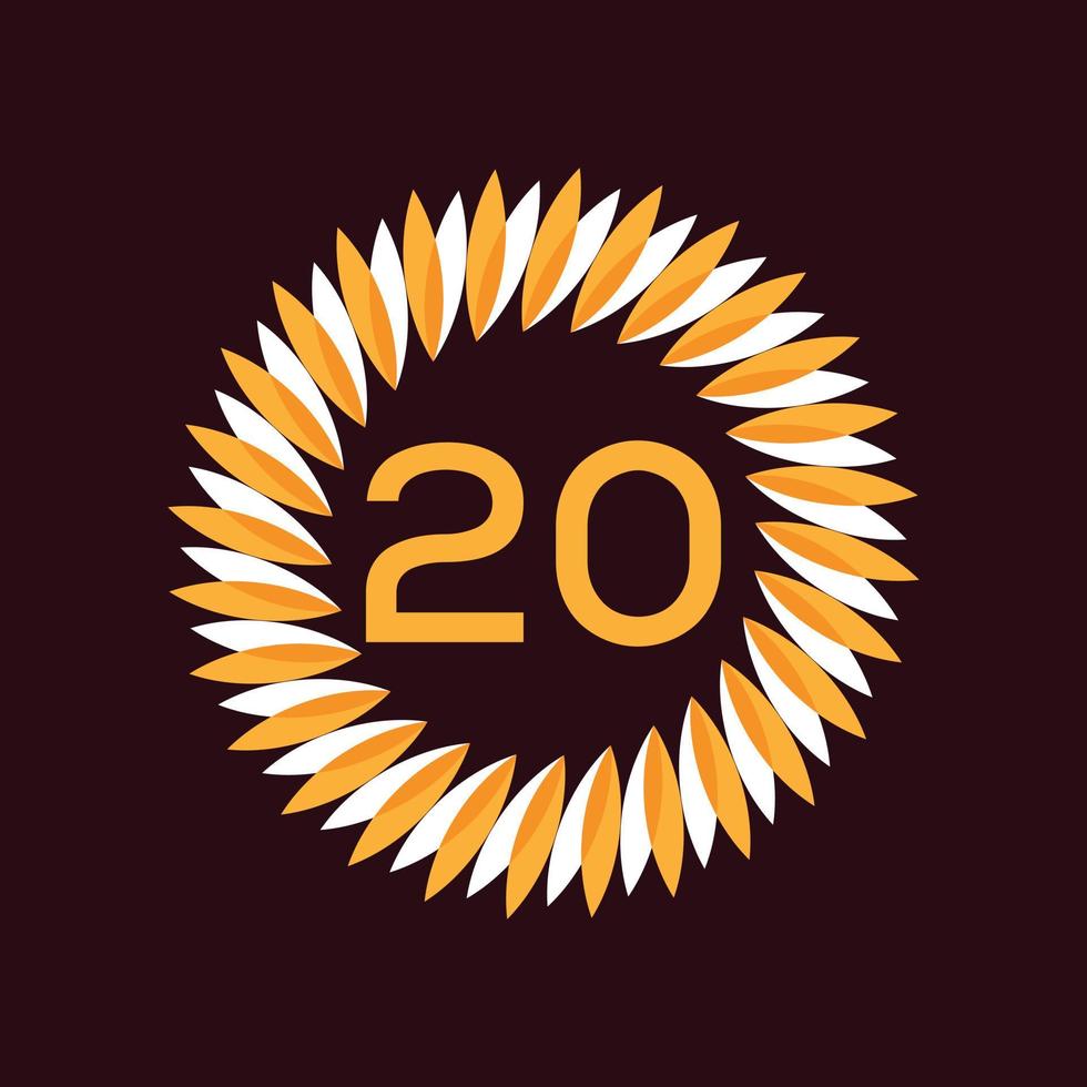 Number 20 initial logo template, digit with floral frame 10802803