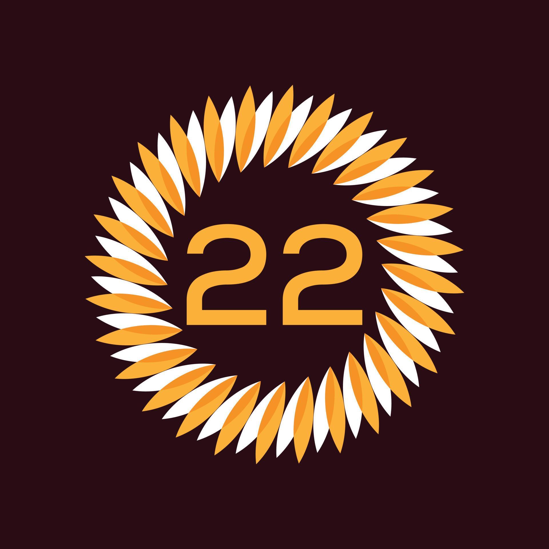 number-22-initial-logo-template-digit-with-floral-frame-10802821